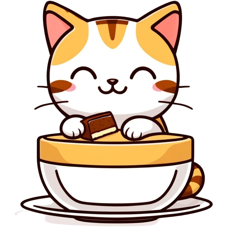 Kot jedzący tiramisu  emoji