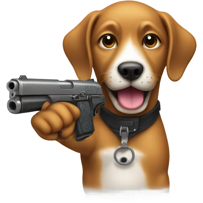 Dog have a gun emoji