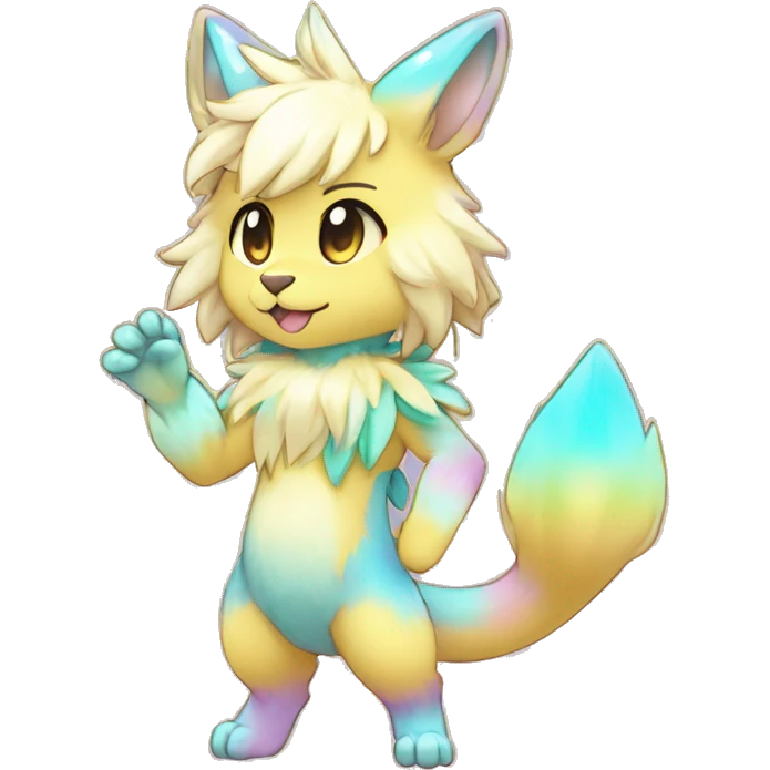 Anthro Shiny Colorful Pastel Glitter Sparkle Stars Gradient Anime Chibi Animal-Fakémon-Pokémon-Hybrid Fur Sona Aesthetic Trending Style Full Body emoji