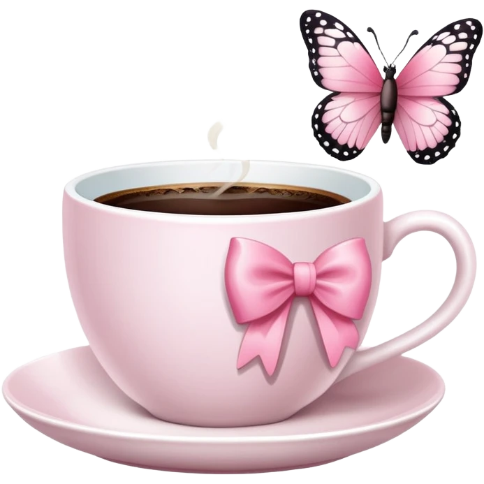 Coffee cup pink bow butterfly  emoji