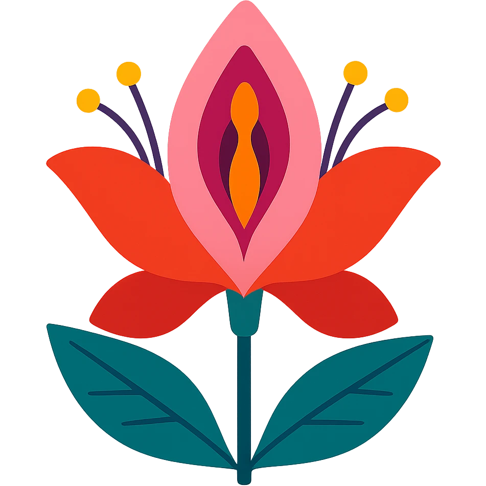 floral metaphor for feminine pleasure in vibrant toon style emoji