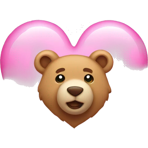 pink bright heart with a teddy bear emoji