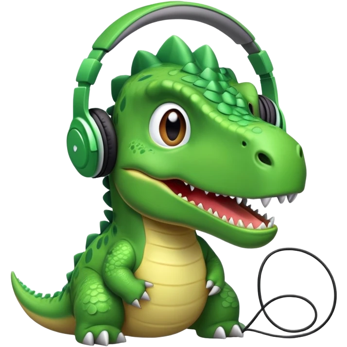 Dinosaur in earphones  emoji