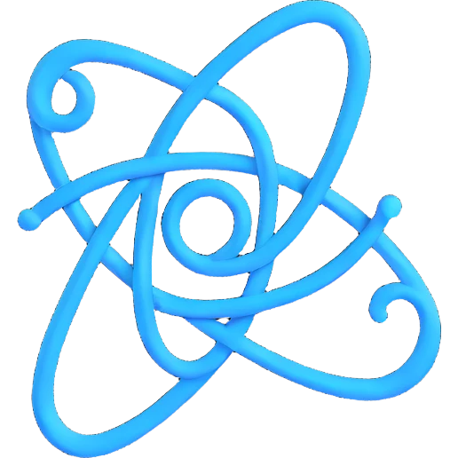 React logo, 3D style, blue and white, no text emoji