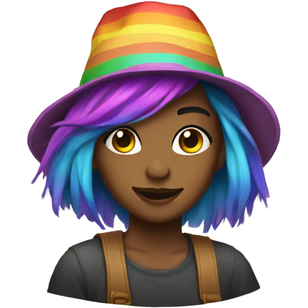 paislee wearing a stupid hat and rainbow hair emoji