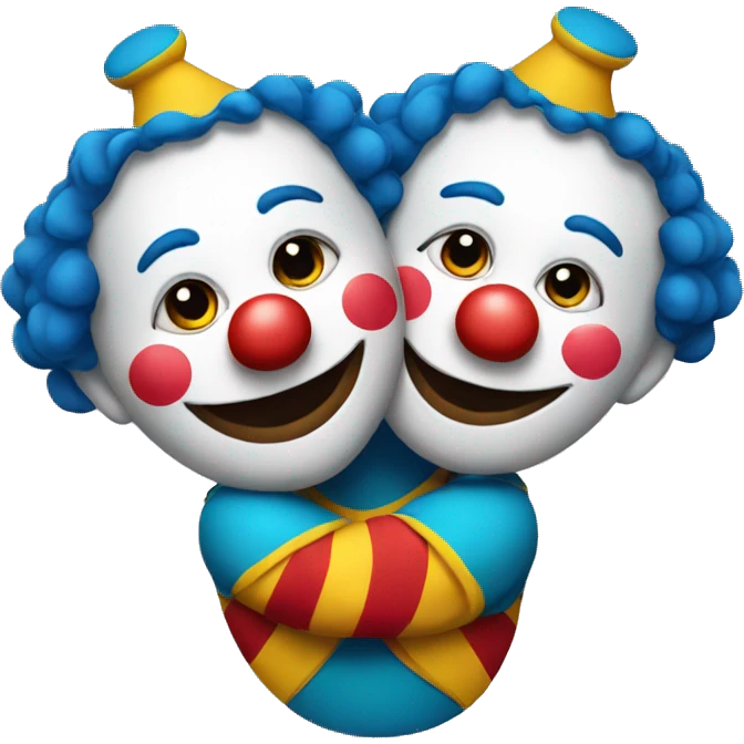 two clown emojis hugging emoji