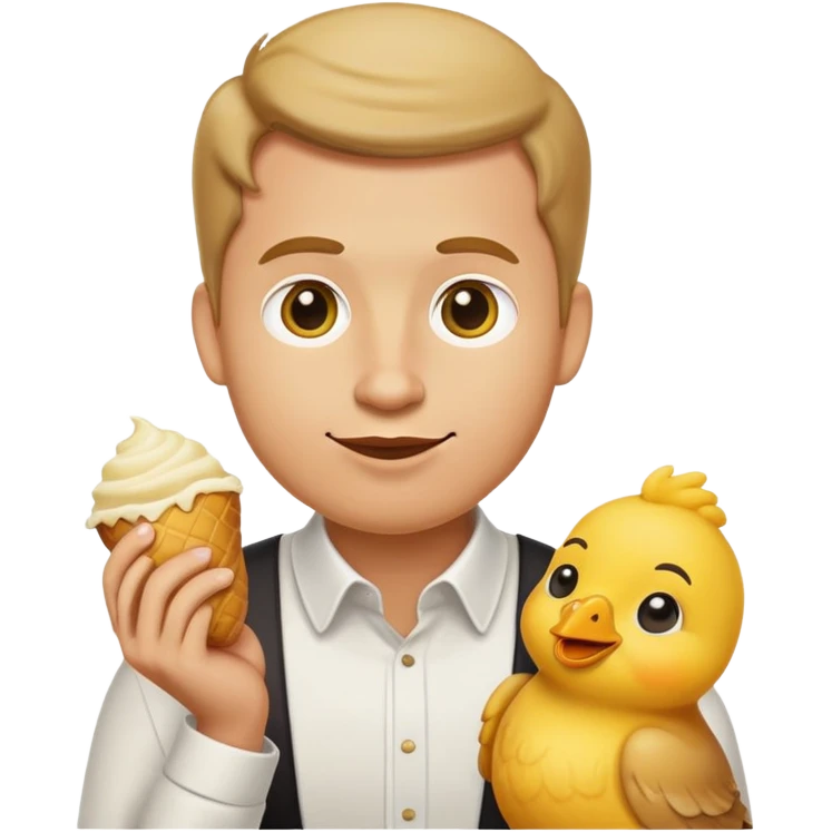 The yellow faced emoji guy eating Chick-fil-A emoji