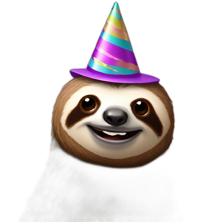 sloth with party hat emoji