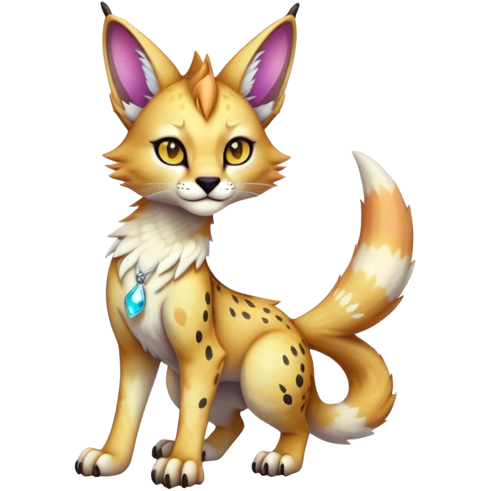 Cute Kawaii Cool Edgy Epic Ethereal Sparkly Colorful Sergal-Serval-Caracal-Vernid full body emoji