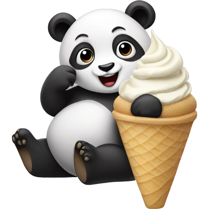 Panda eating ice cream emoji