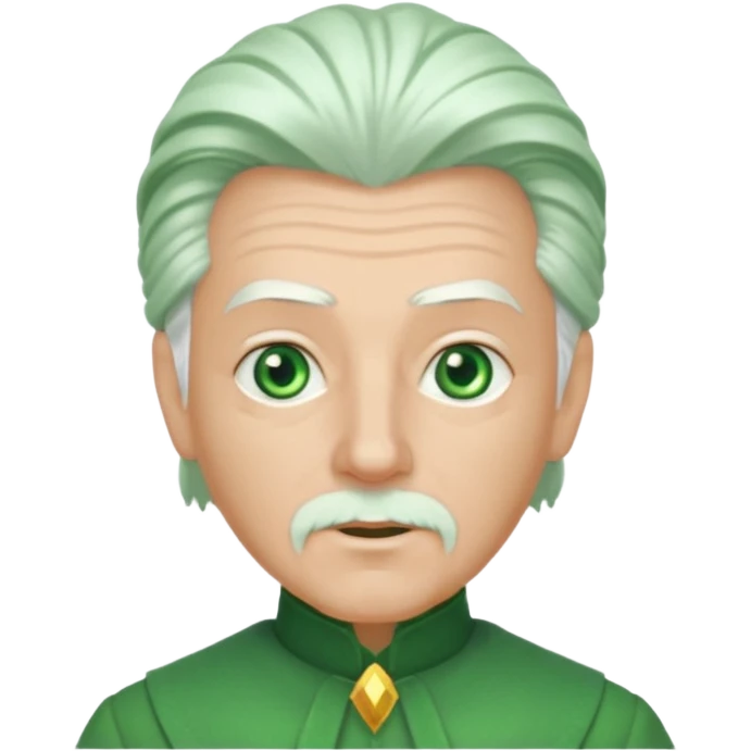 The Wizard from the Wizard of Oz with white hair, green eyes, green outfit emoji