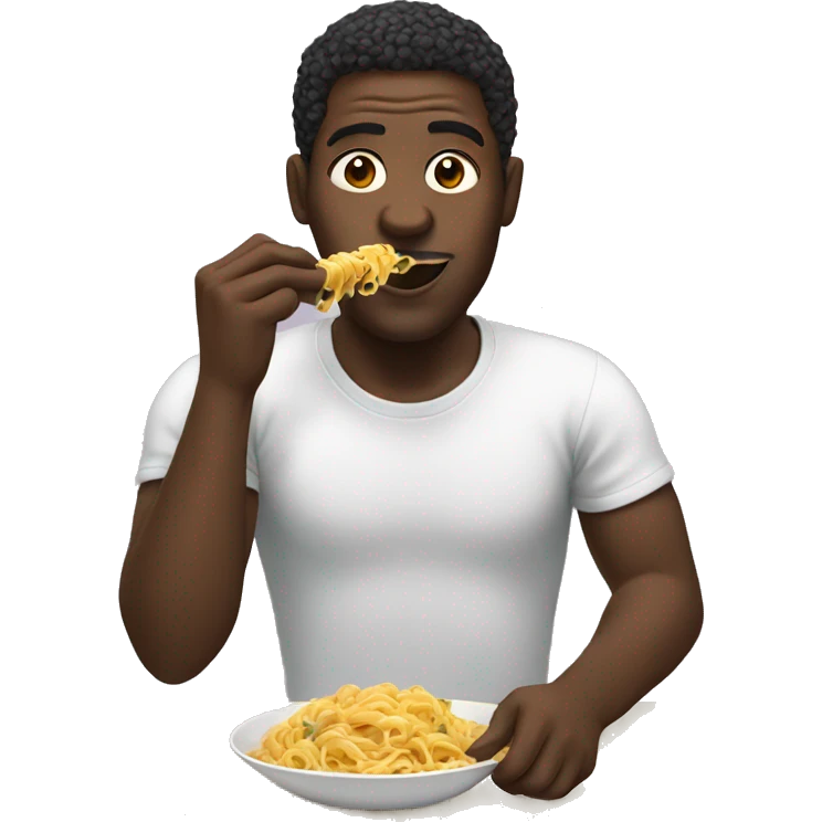 Black man eating pasta  emoji