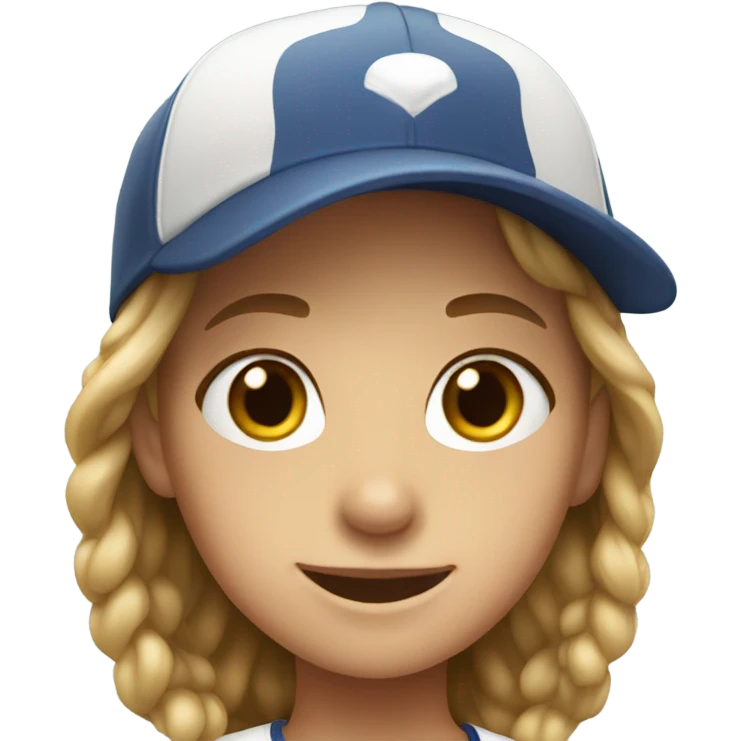 Girls smiling in baseball caps emoji
