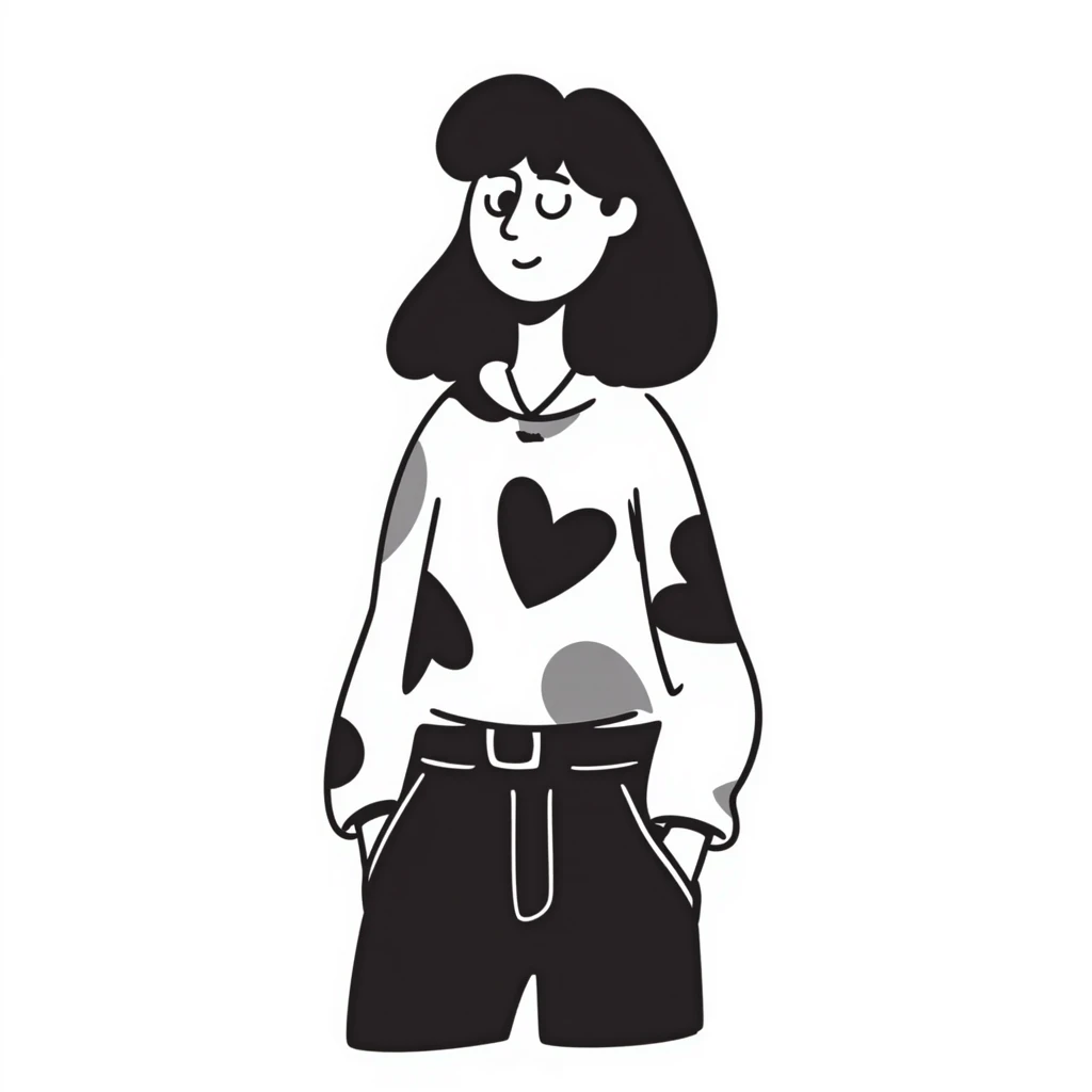 woman with dark brown hair wearing an aesthetic top emoji
