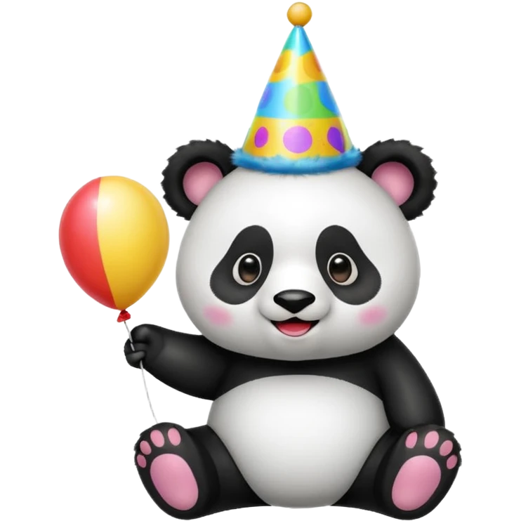 Panda with party hat and balloon emoji