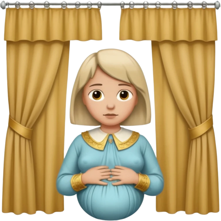 🫃 but with parted middle hair (curtains)  pregnant and in a roman collar  emoji