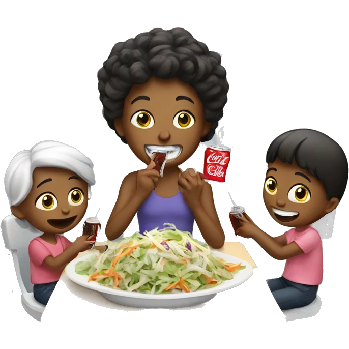Family eating coke slaw emoji