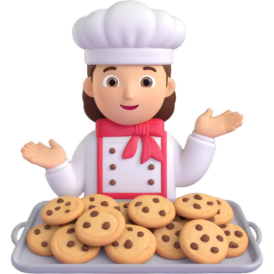a baker holding a tray of cookies emoji