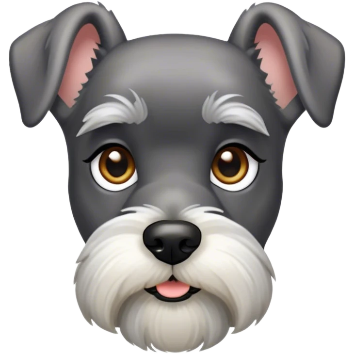 Cinematic Noble Miniature Schnauzer Portrait Emoji, Standing with a proud and stately demeanor, showcasing a sharply defined, salt-and-pepper fur with distinguished eyebrows and a confident, alert expression, simplified yet exquisitely detailed, glowing with a refined, dignified radiance, high shine, exuding intelligence and classic noble charm, soft glowing outline, capturing the essence of a noble Miniature Schnauzer that commands attention with effortless style! emoji