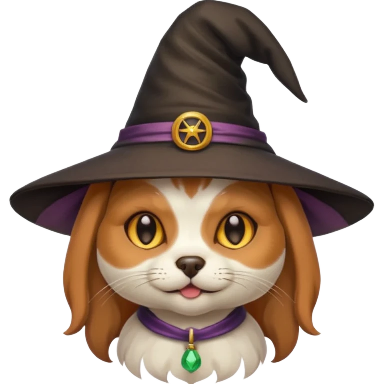 cat/dog combined with cute witch hat emoji