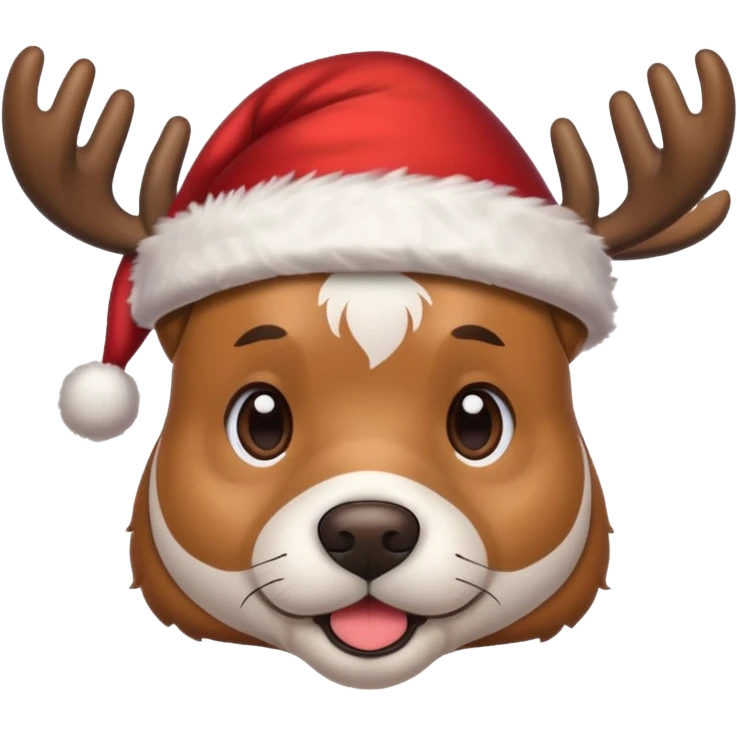 Dog Santa deer hat emoji