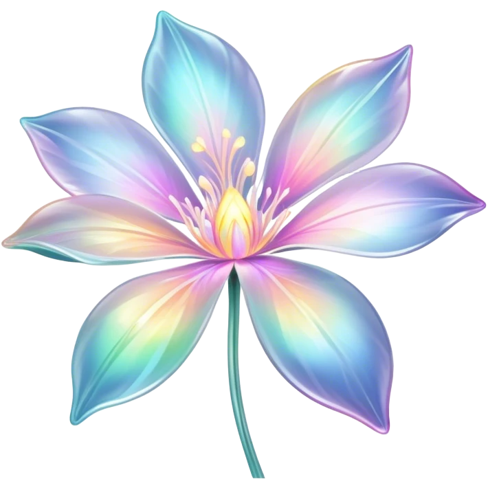 Pastel iridescent transparent luminescent flower emoji