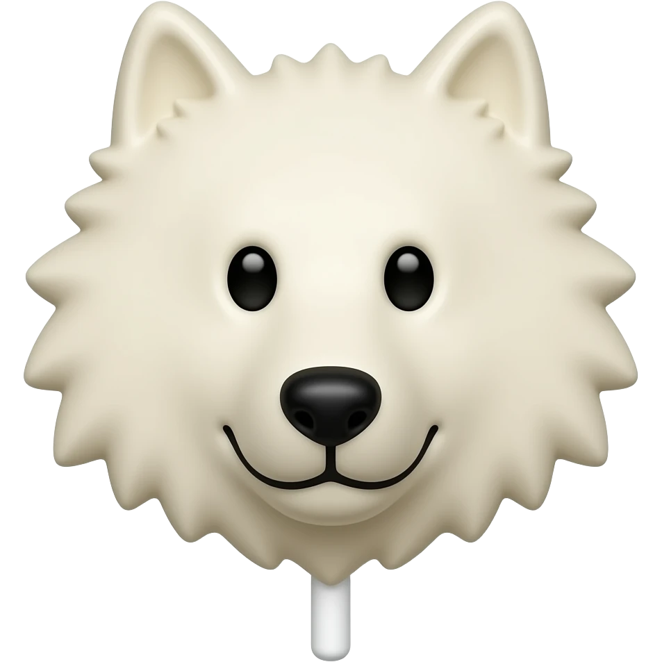 White chocolate wolf face with long lollipop stick emoji