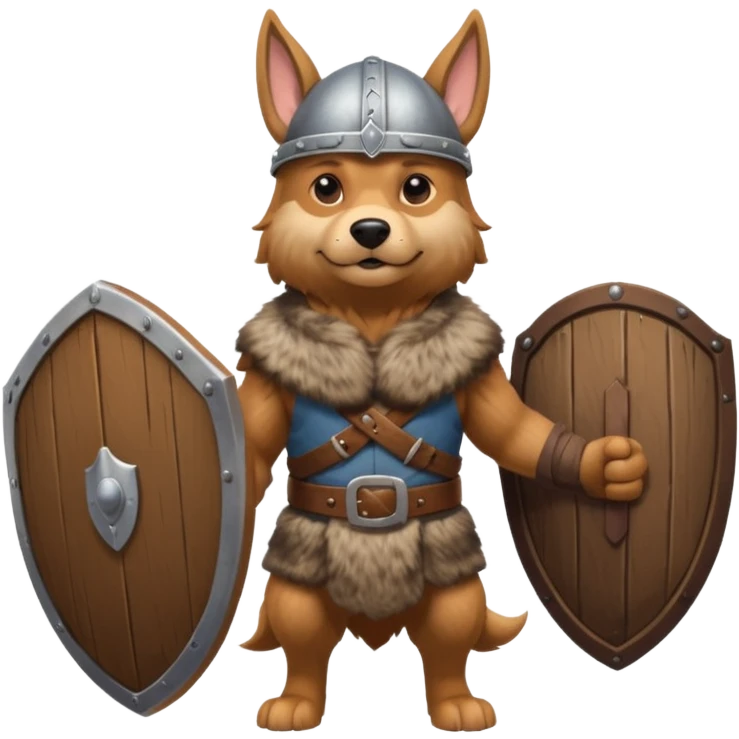Viking Dog with helmet and wooden shield emoji