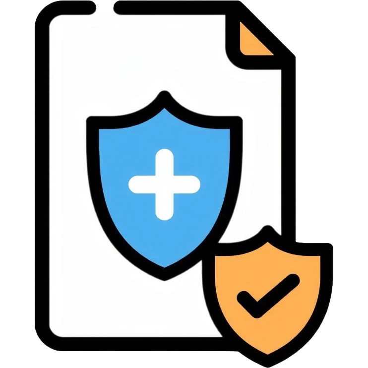 insurance license document with shield emoji