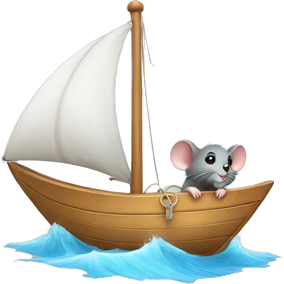 little cute mouse on a sailboat  emoji