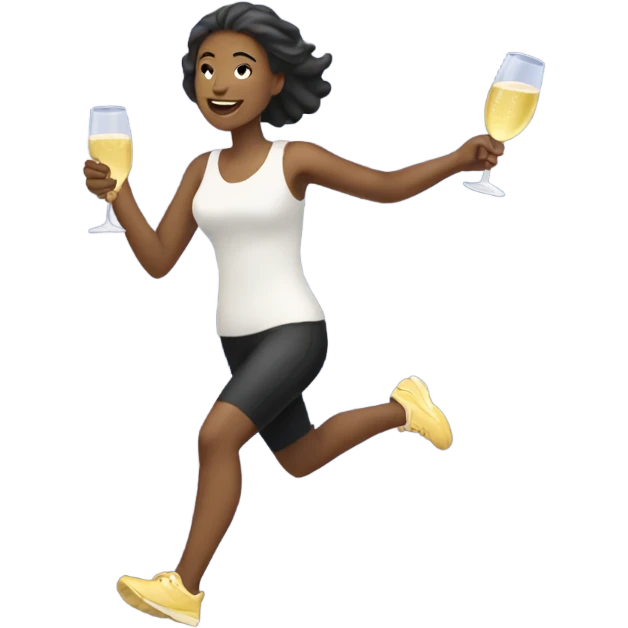 Women running with Prosecco in her hand emoji