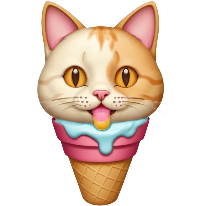 A cat enjoying an ice cream, eyes closed in delight, portrait, bust up emoji