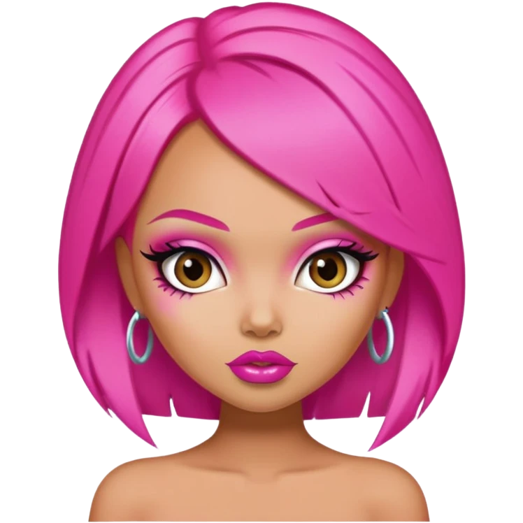 pretty bratz baddie, hot pink hair emoji