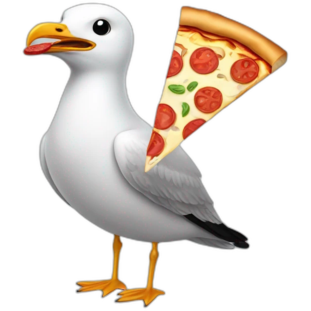 seagull holding pizza slice emoji