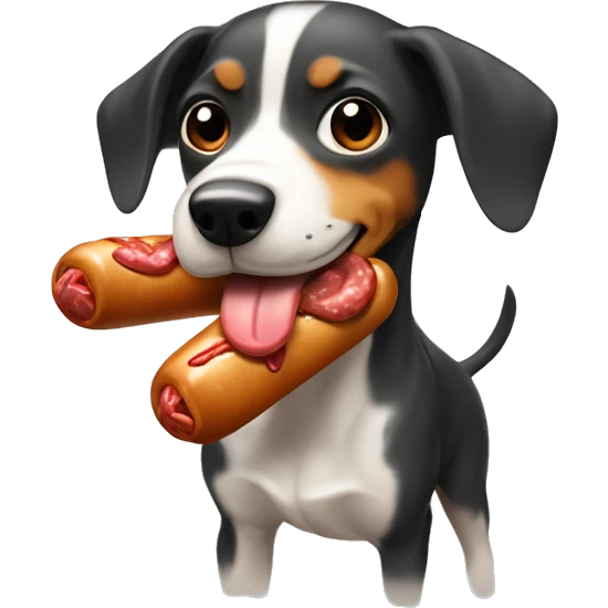 Perro salchicha con un lazo emoji