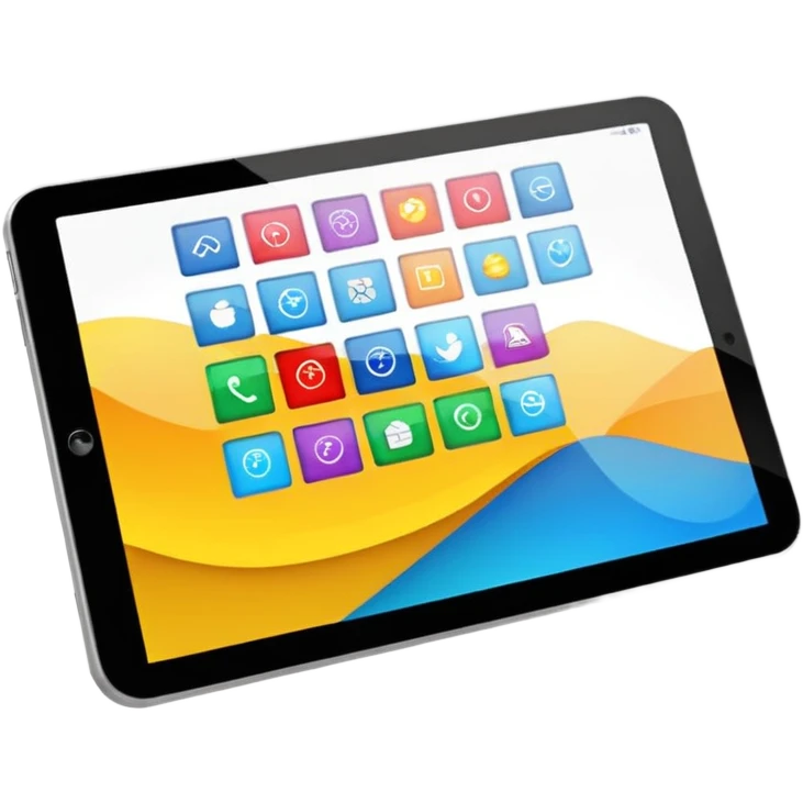 tablet with overlapping interface windows emoji