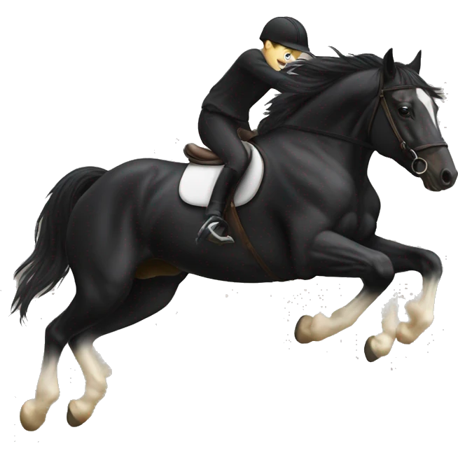 HAPPY BLACK HORSE JUMPING WITH HORSE RI emoji