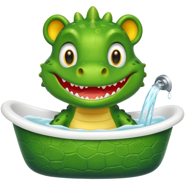 Cute crocodile is showing in the bath tub like game Where's my water emoji