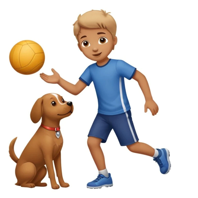 kid and dog playing with ball emoji