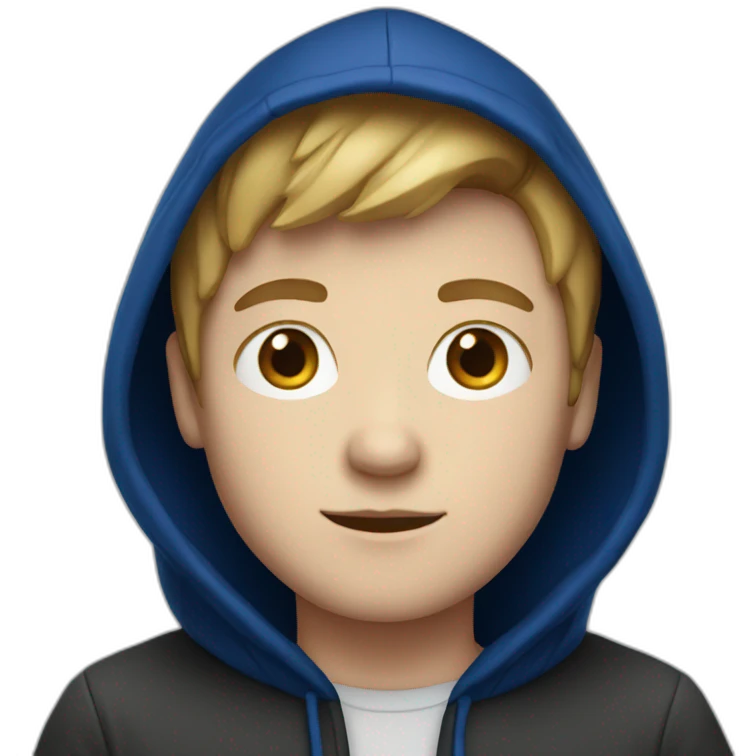 white boy with a dark blue hood emoji
