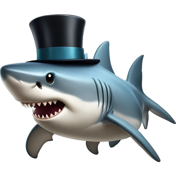 Shark with a top hat emoji
