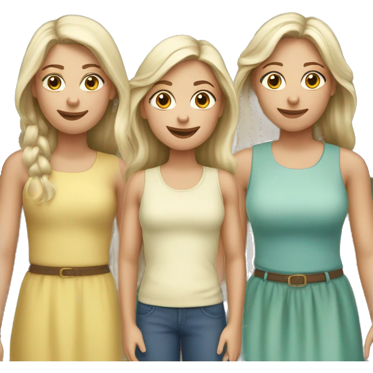 Two older sisters with two younger sisters, all Caucasian emoji