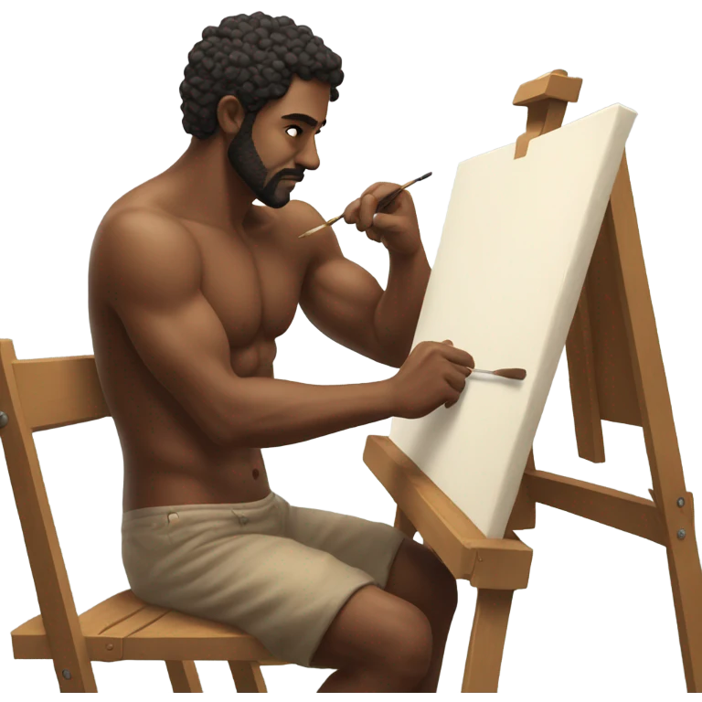 Shirtless guy painting  emoji