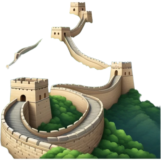 Great Wall of China, winding along mountain ridge, iconic stone structure, emoji style emoji