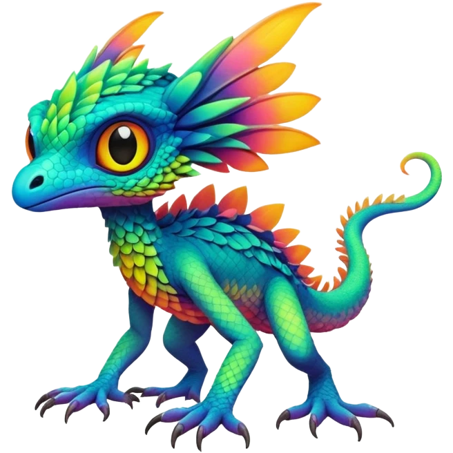 Tropical lush warm-colored neon-colored Fakémon-Trico-creature (full body) emoji