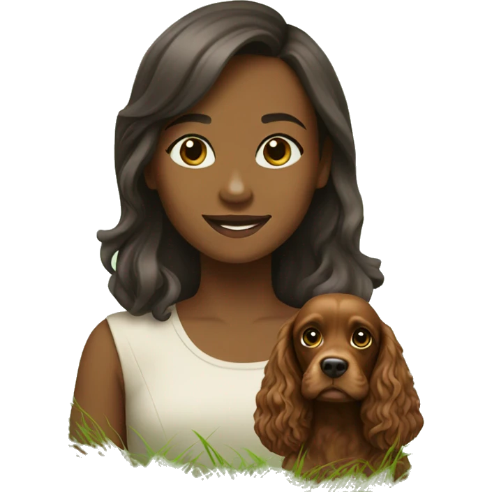 girl with brown cocker spaniel in grass emoji