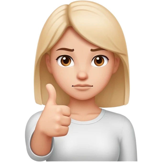 Cartoon girl showing ambivalence with one hand thumbs up and one hand thumbs down, indecisive face emoji