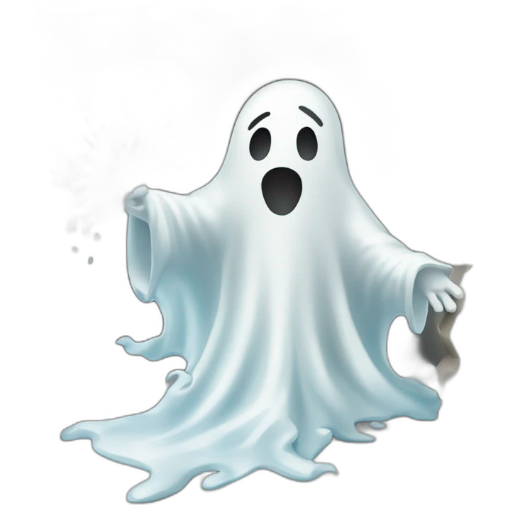 ghost stuck halfway in a wall ejecting a spray of white milky substance forward from center of body all over with a donkey in the background emoji