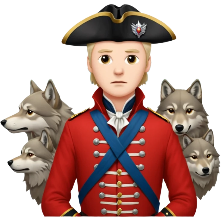 Loyalist Patrick Ferguson at the Revolutionary war Battle of Kings Mountain, with Wolves around him. emoji