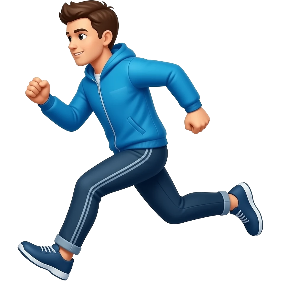 blue jacket man running emoji